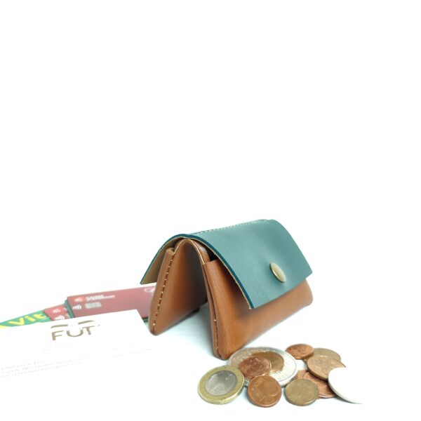 Double porte-monnaie – Camel / Vert – Image 3