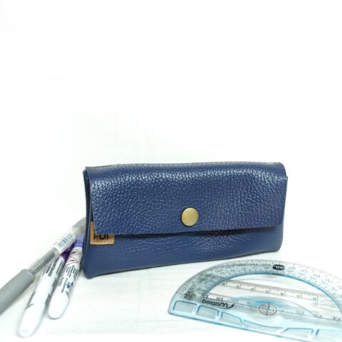 Double Trousse Cuir Bleue