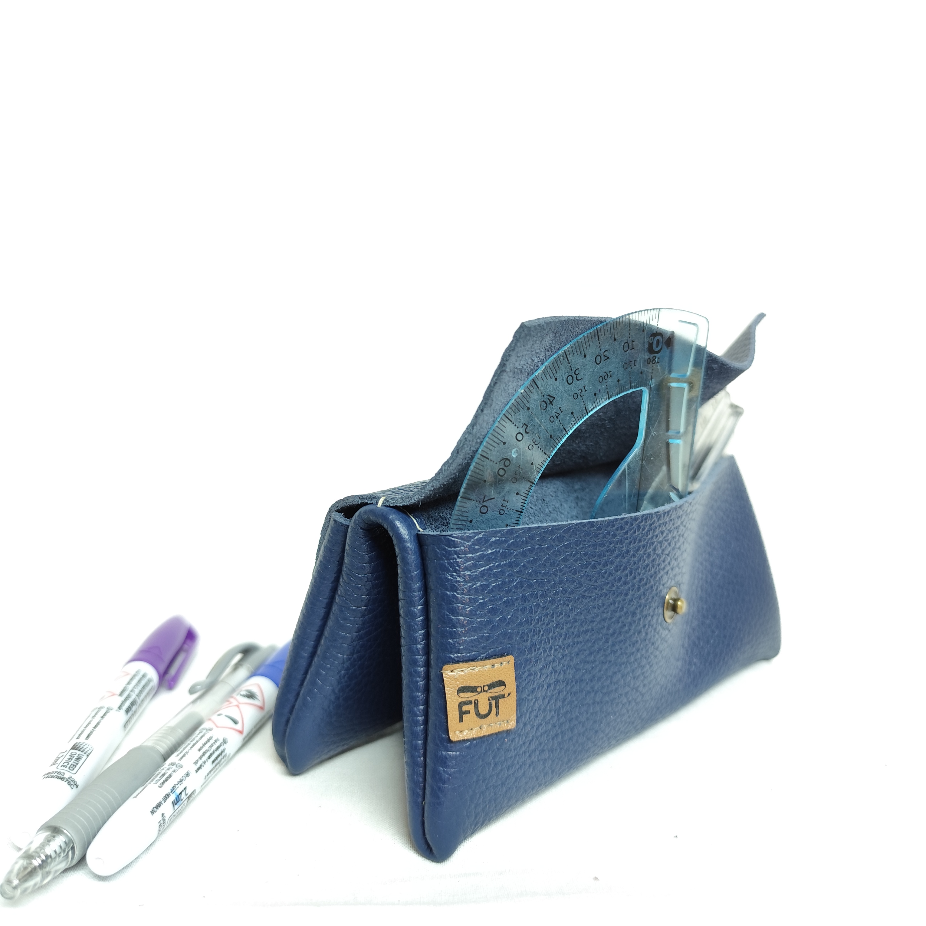 Double Trousse Cuir Bleue – Image 3