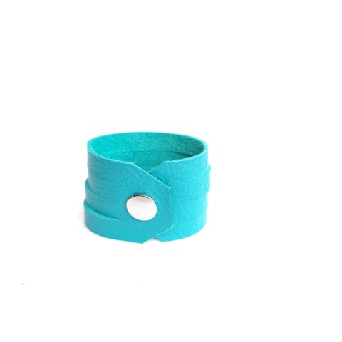BRACELET MANCHETTE EN CUIR SOUPLE FUT' TURQUOISE