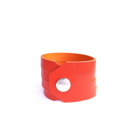 BRACELET MANCHETTE EN CUIR FUT' ORANGE