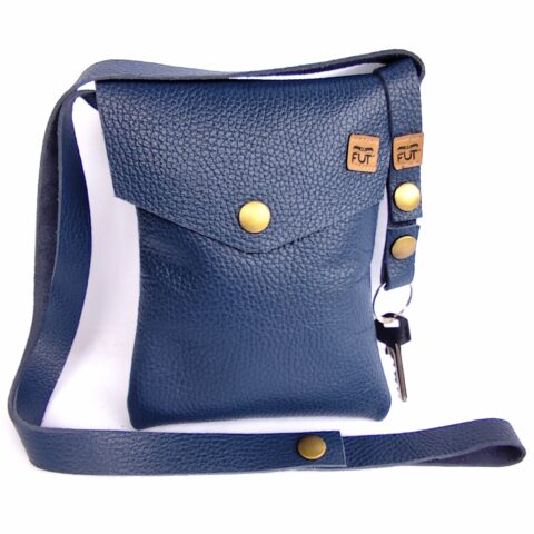 petit sac bandoulière en cuir grainé Bleu