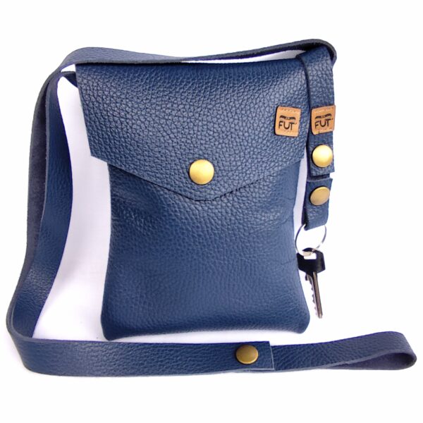 petit sac bandoulière en cuir grainé Bleu