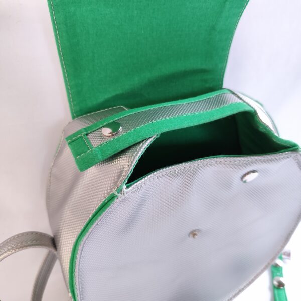 Sac Rond Simili Cuir Argent / Vert – Image 3