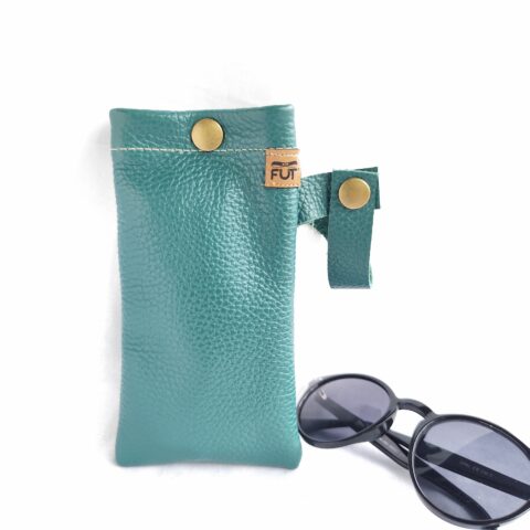 Etui à lunettes avec lanière Cuir - Vert