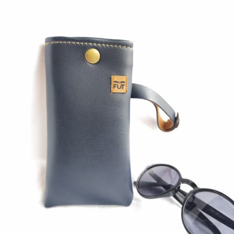 Étui à lunettes avec lanière SIMILI CUIR - Bleu Fut'