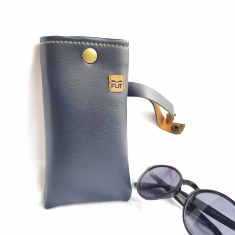 Étui à lunettes avec lanière SIMILI CUIR - Bleu Fut'