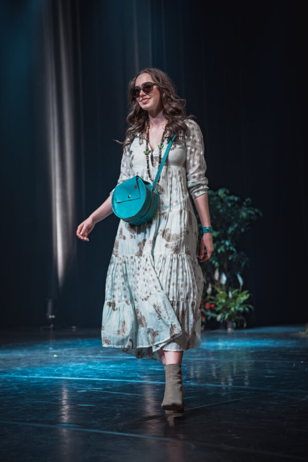 Sac Rond Cuir Bleu – Image 3