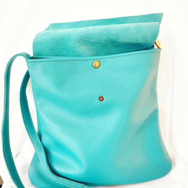 Sac Cuir Turquoise "Idéal Rabat" – Image 3