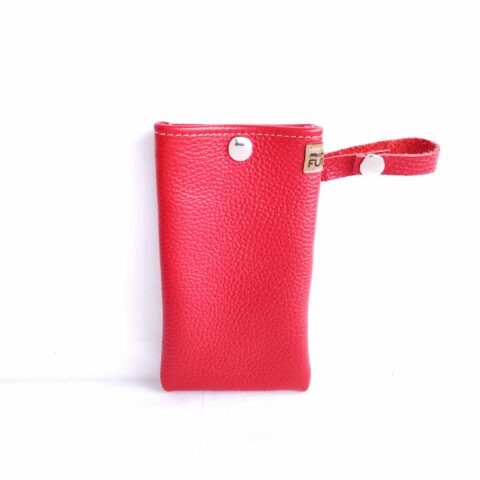 etui à lunettes ave lanière cuir vachette rouge