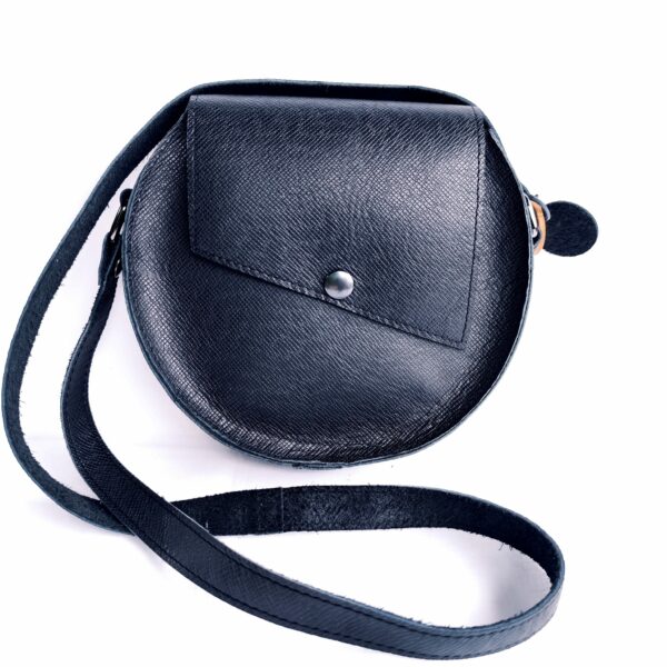 petit sac rond cuir noir vachette Fut'