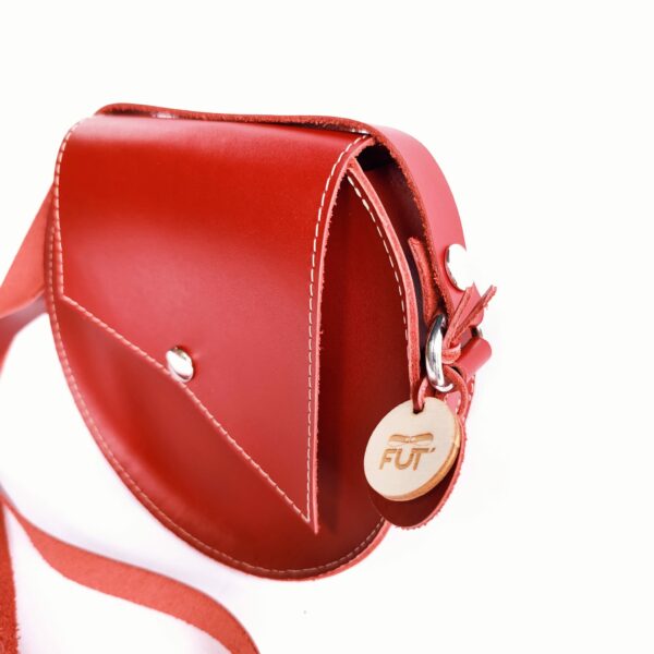 petit sac rond cuir vachette rouge Fut'