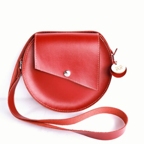 petit sac rond cuir vachette rouge Fut'
