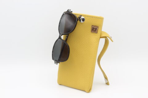 ETUI A LUNETTES FUT' CUIR JAUNE