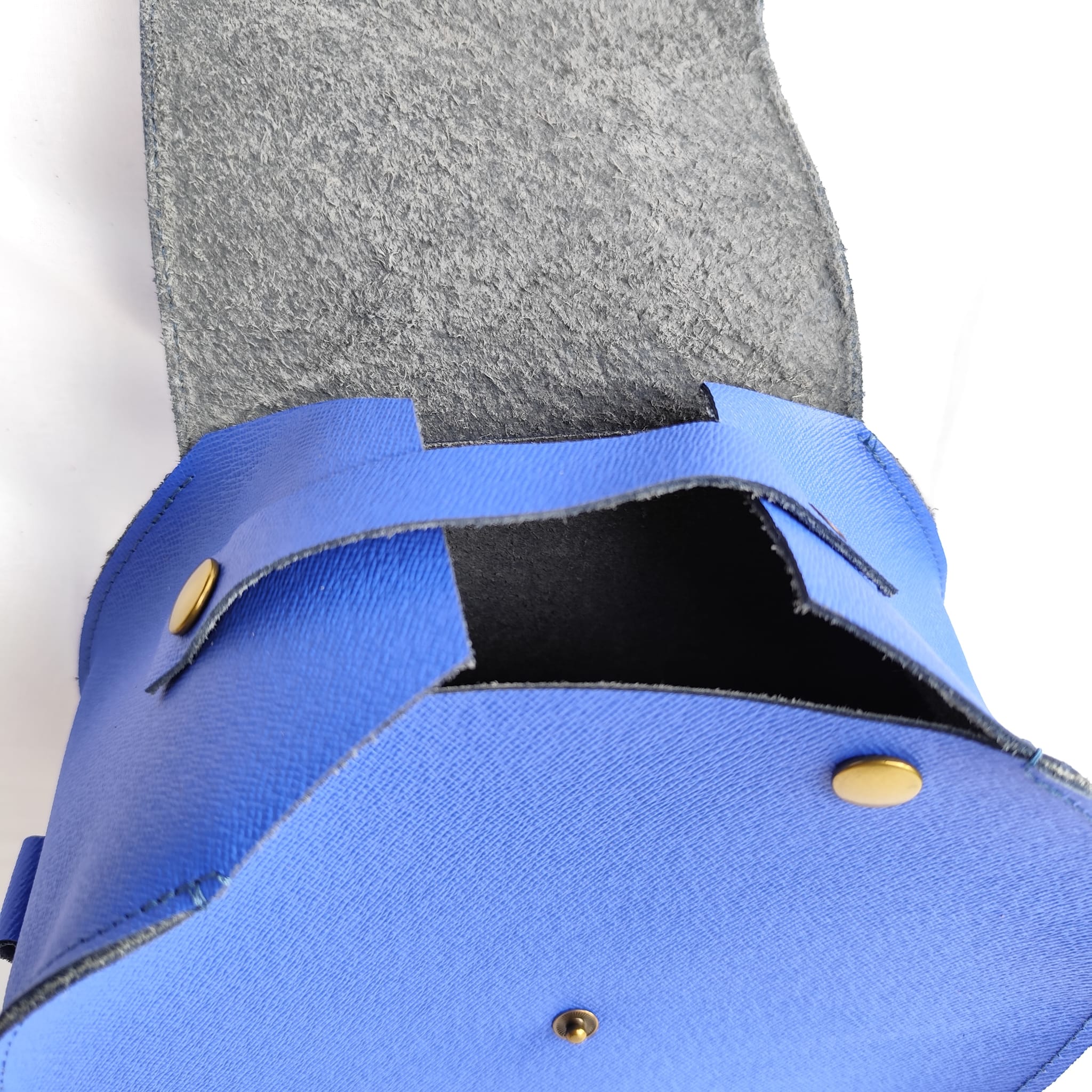 Sac Rond Cuir Bleu – Image 4