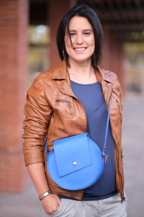 Sac Rond Cuir Bleu