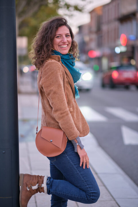 Petit Sac Rond Cuir Marron