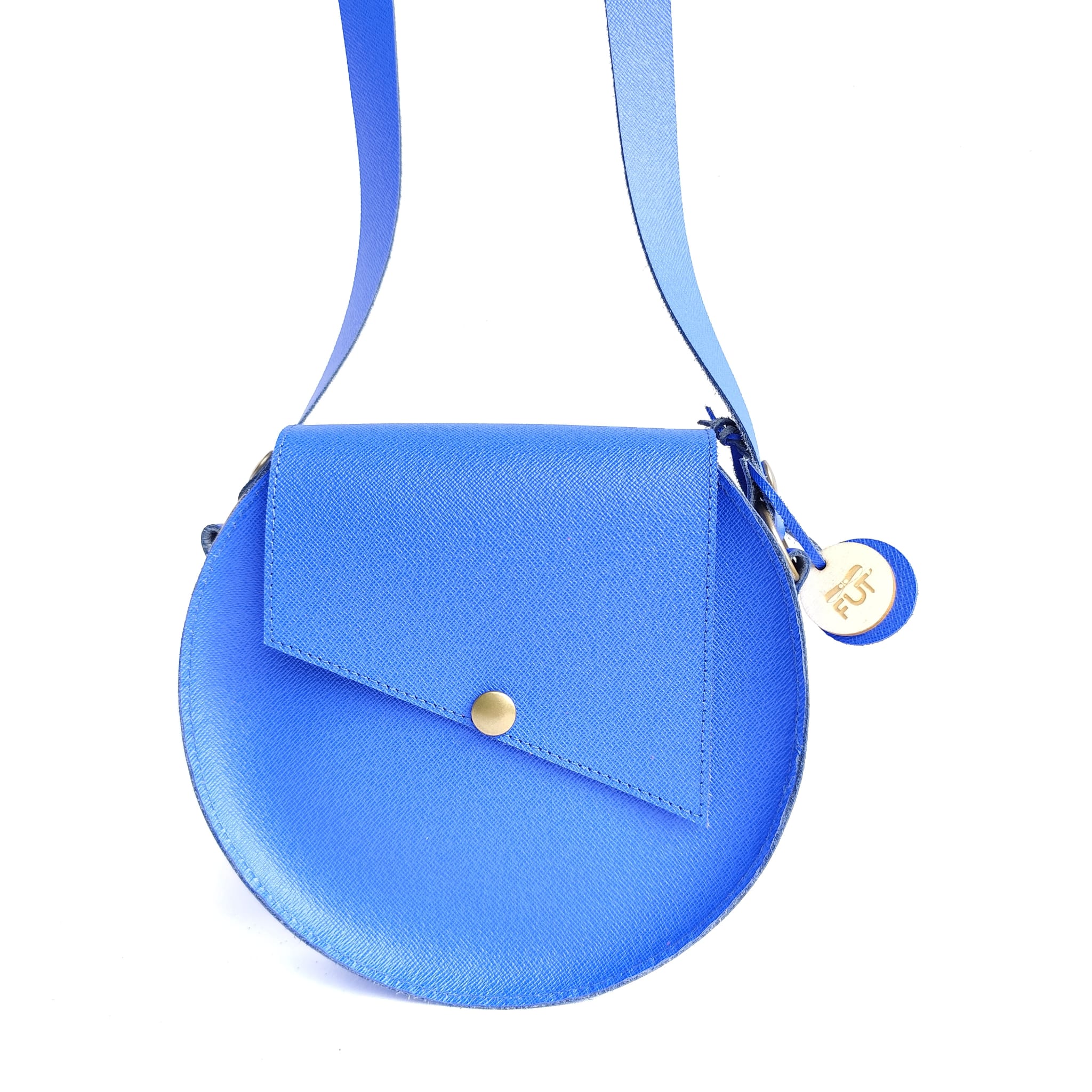 Petit Sac Rond Cuir Bleu – Image 2