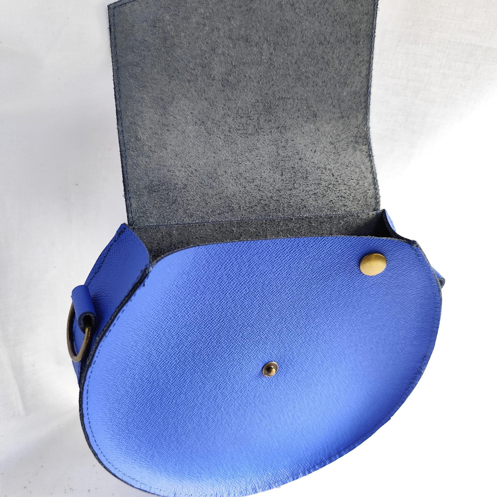 Petit Sac Rond Cuir Bleu – Image 4