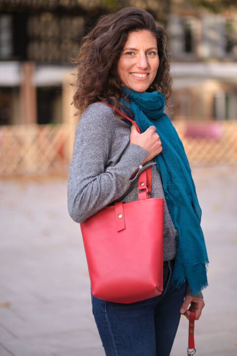 Sac Seau Cuir Rouge