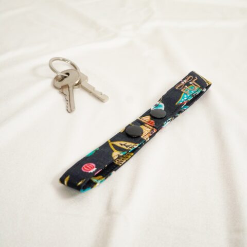 Attache porte-clés Tissu fleurs