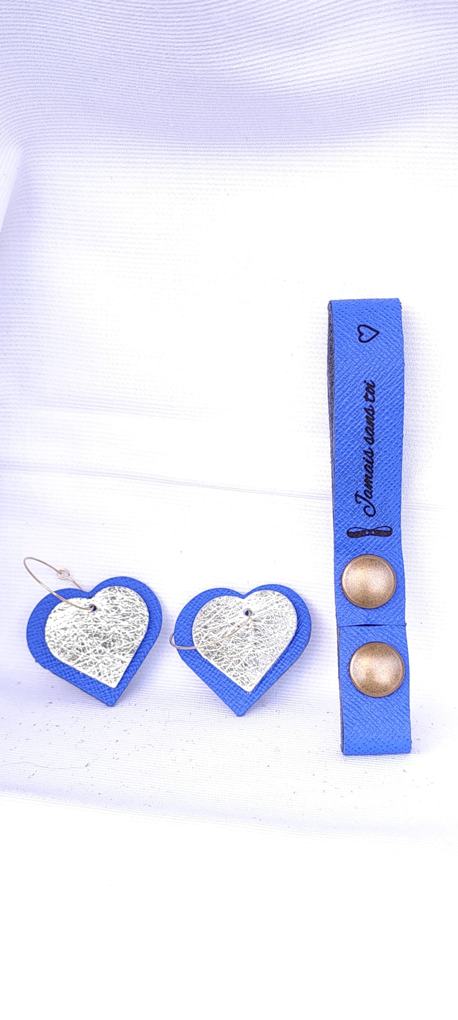 Attache porte-clés Cuir Bleu Jamais sans toi – Image 5