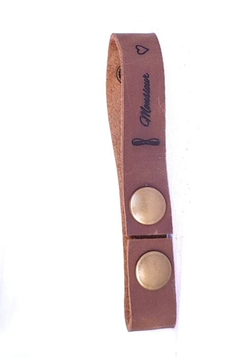 attache porte-clés cuir marron gravé monsieur