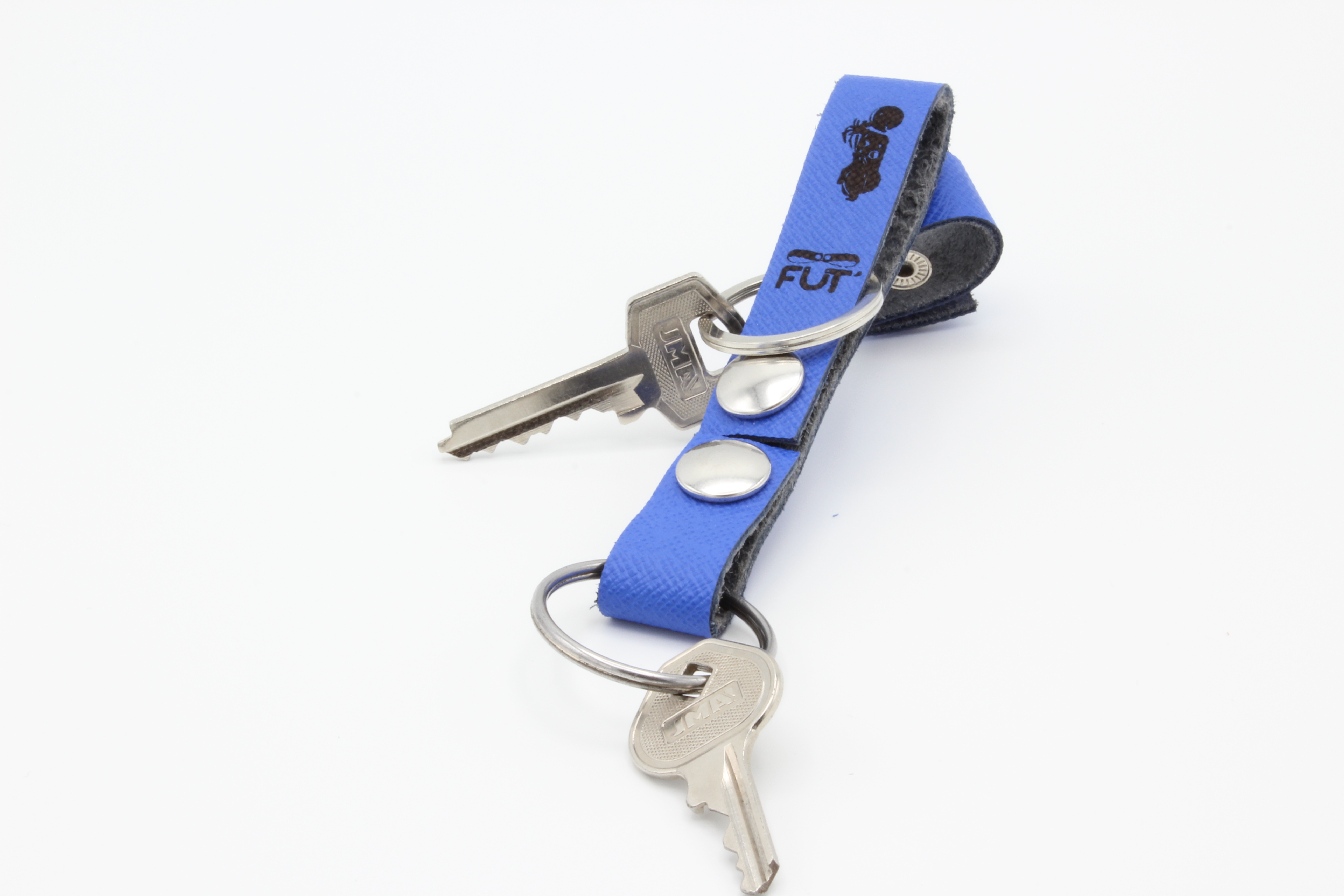 Attache porte-clés Cuir Bleu Moto – Image 4