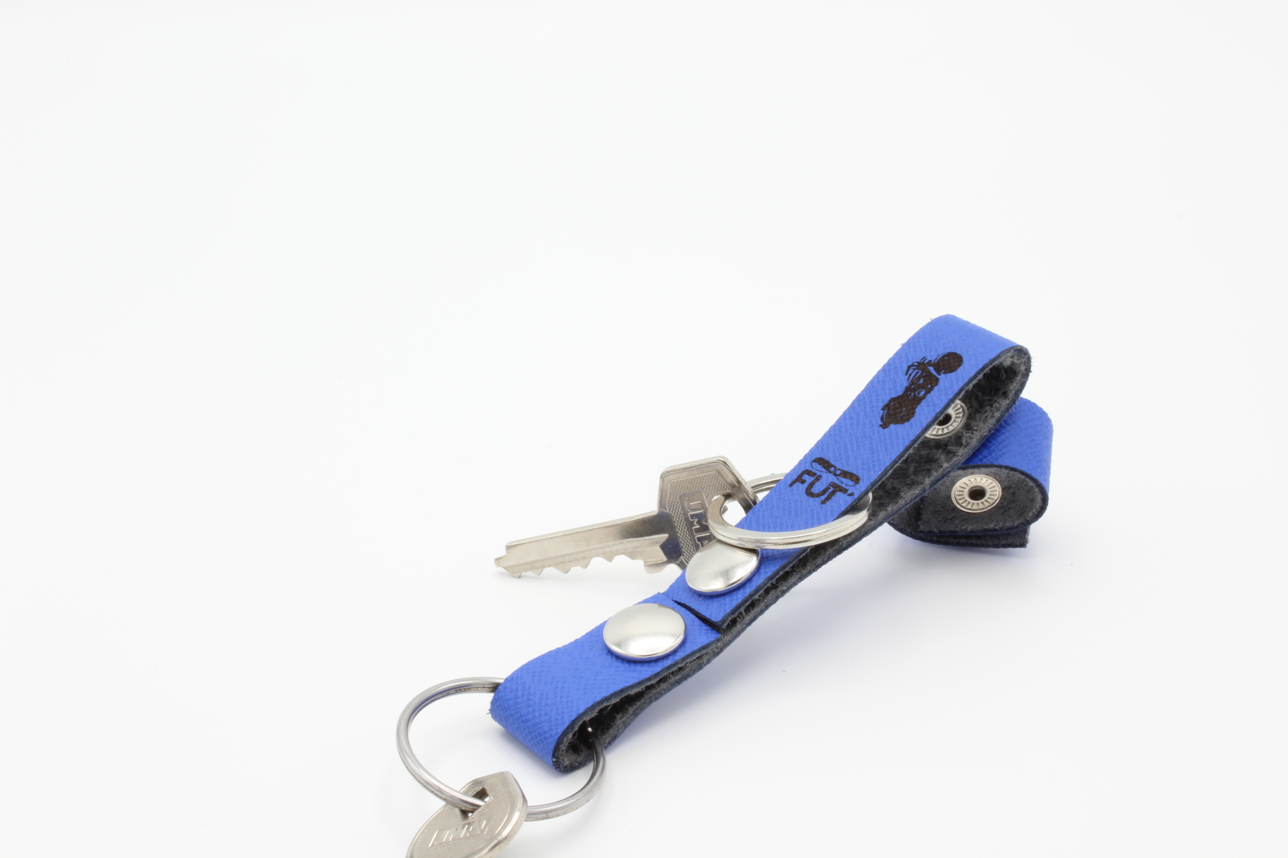 Attache porte-clés Cuir Bleu Moto – Image 2