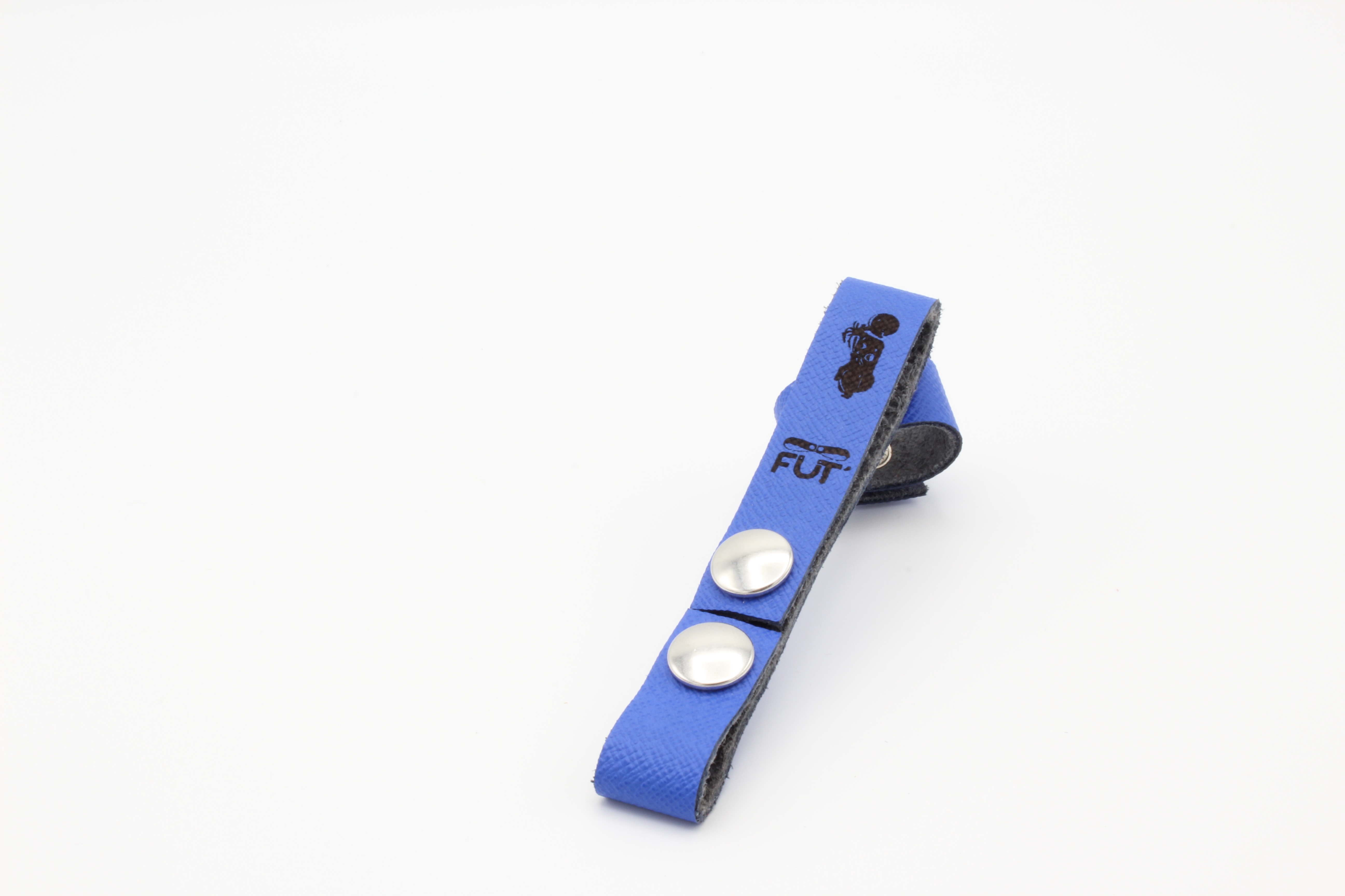 ATTACHE PORTE CLES FUT'CUIR VACHETTE BLEU MOTO