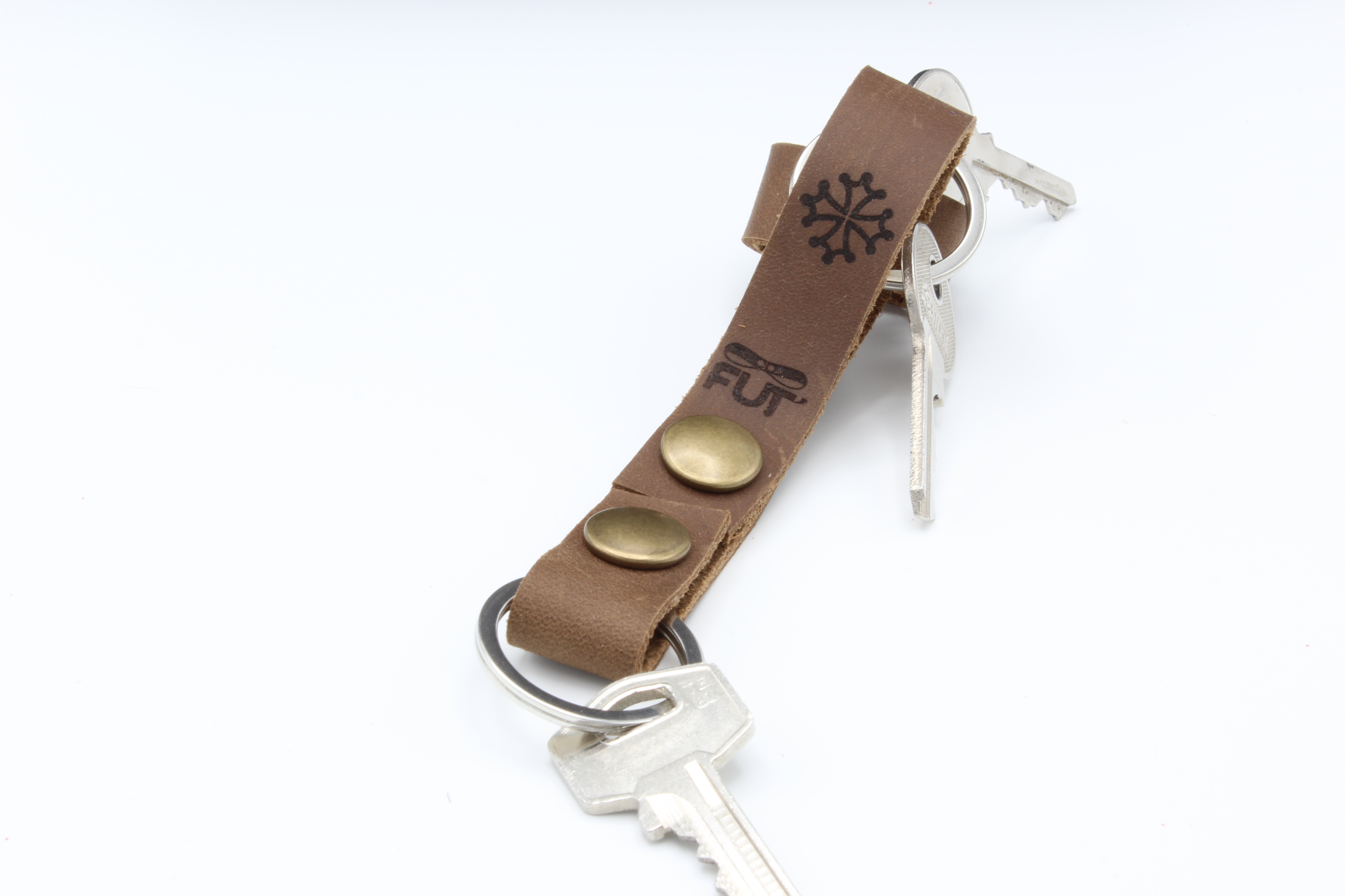 Attache Porte-clés Cuir Marron Croix Occitane – Image 2