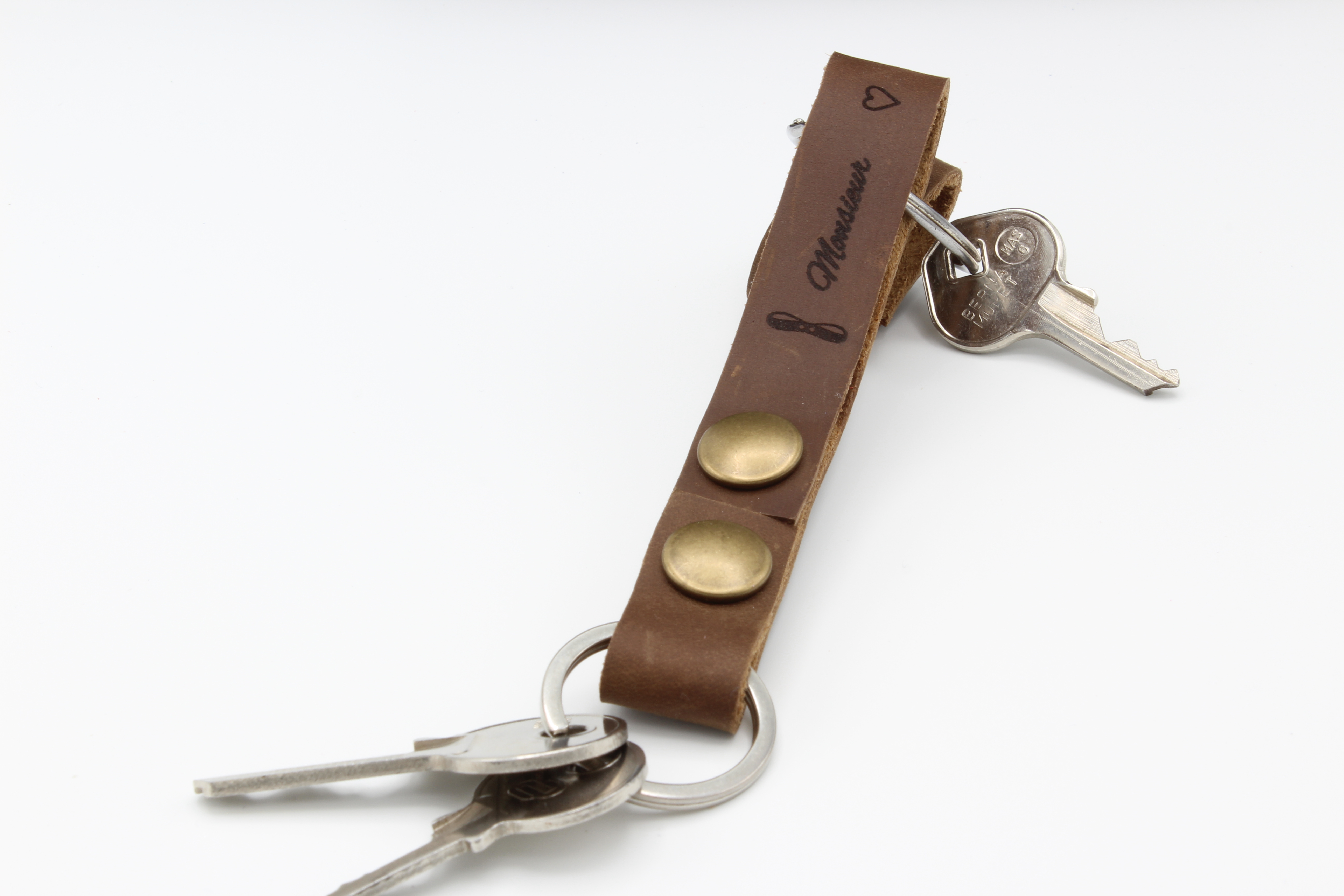 Attache porte-clés Cuir Marron Monsieur – Image 2