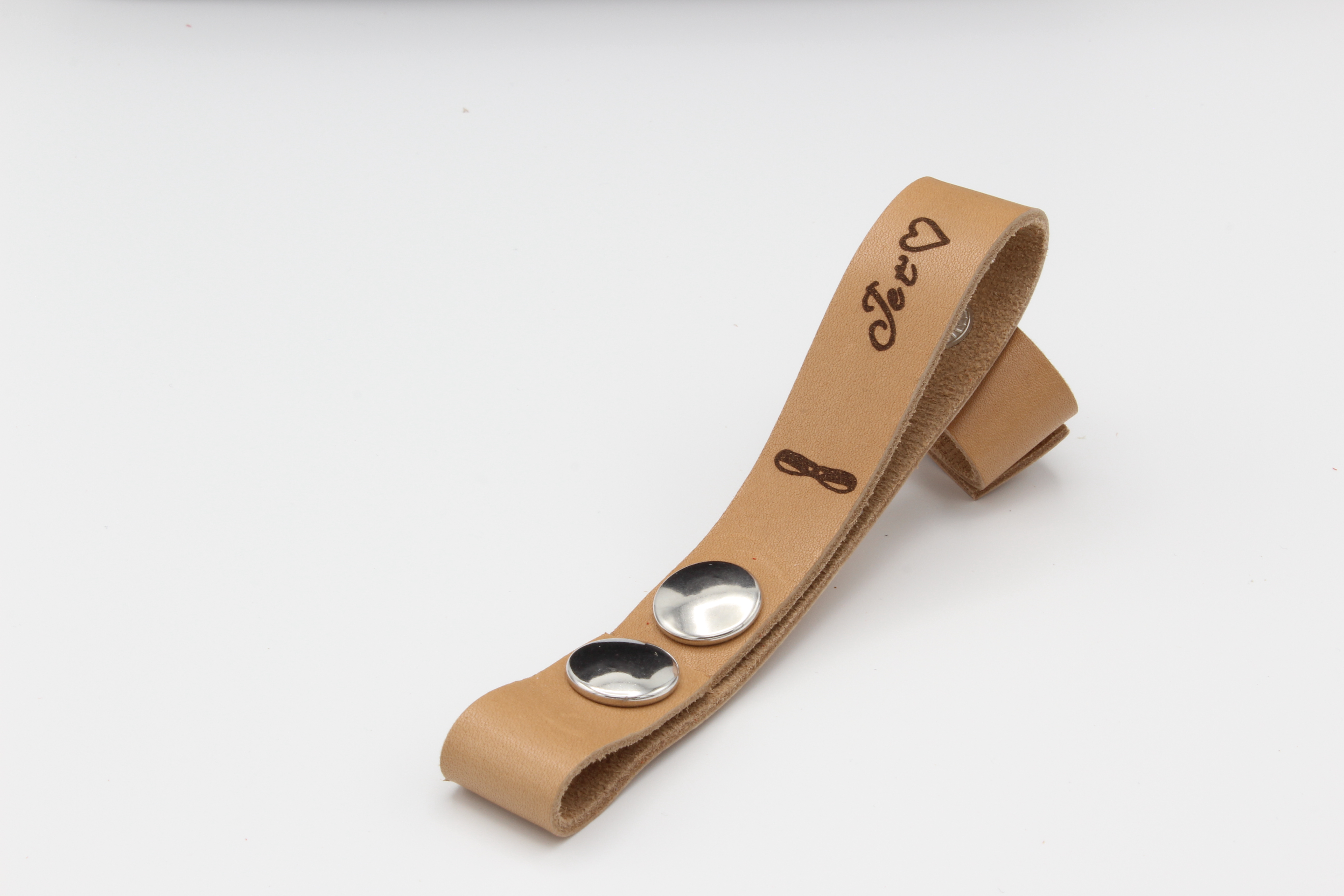 ATTACHES PORTE CLES CUIR VACHETTE MIEL JE T'AIME