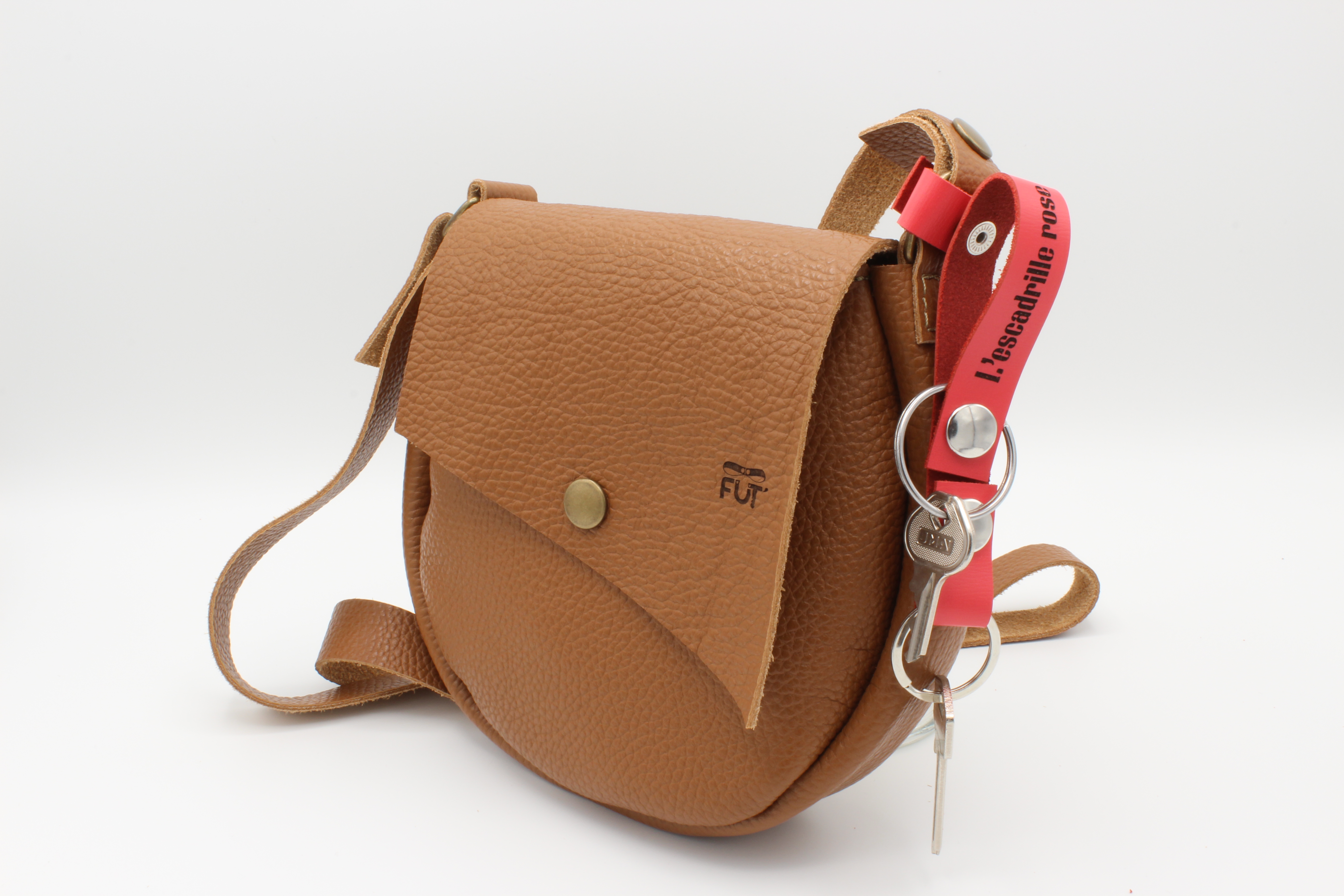 attache porte-clés cuir rose l'escadrille rose